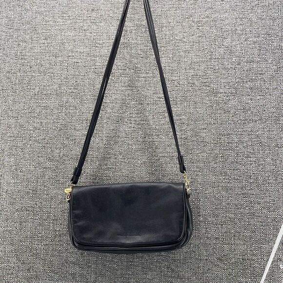 Vintage Shoulder Bag Med Stone‎ Mountain Dark Brown Leather Minimalist Soft 90s - Picture 1 of 15